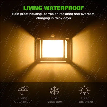 Solar Outdoor Waterproof LED Wall Light Powerful Solar Energy Lamp with Light Sensor for Garden Yard Fence House Decoration