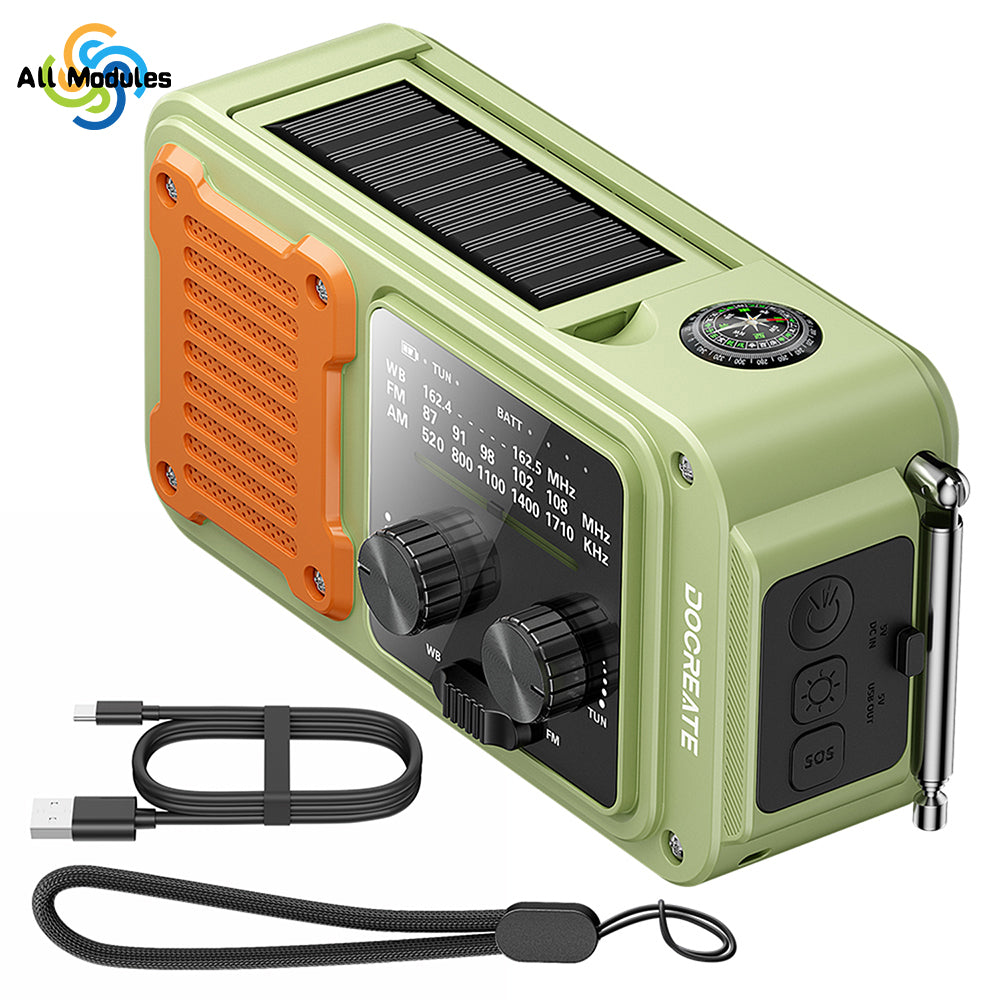 Solar Crank Radio: Emergency Radio 7-in-1 Solar Hand Crank AM/FM/WB