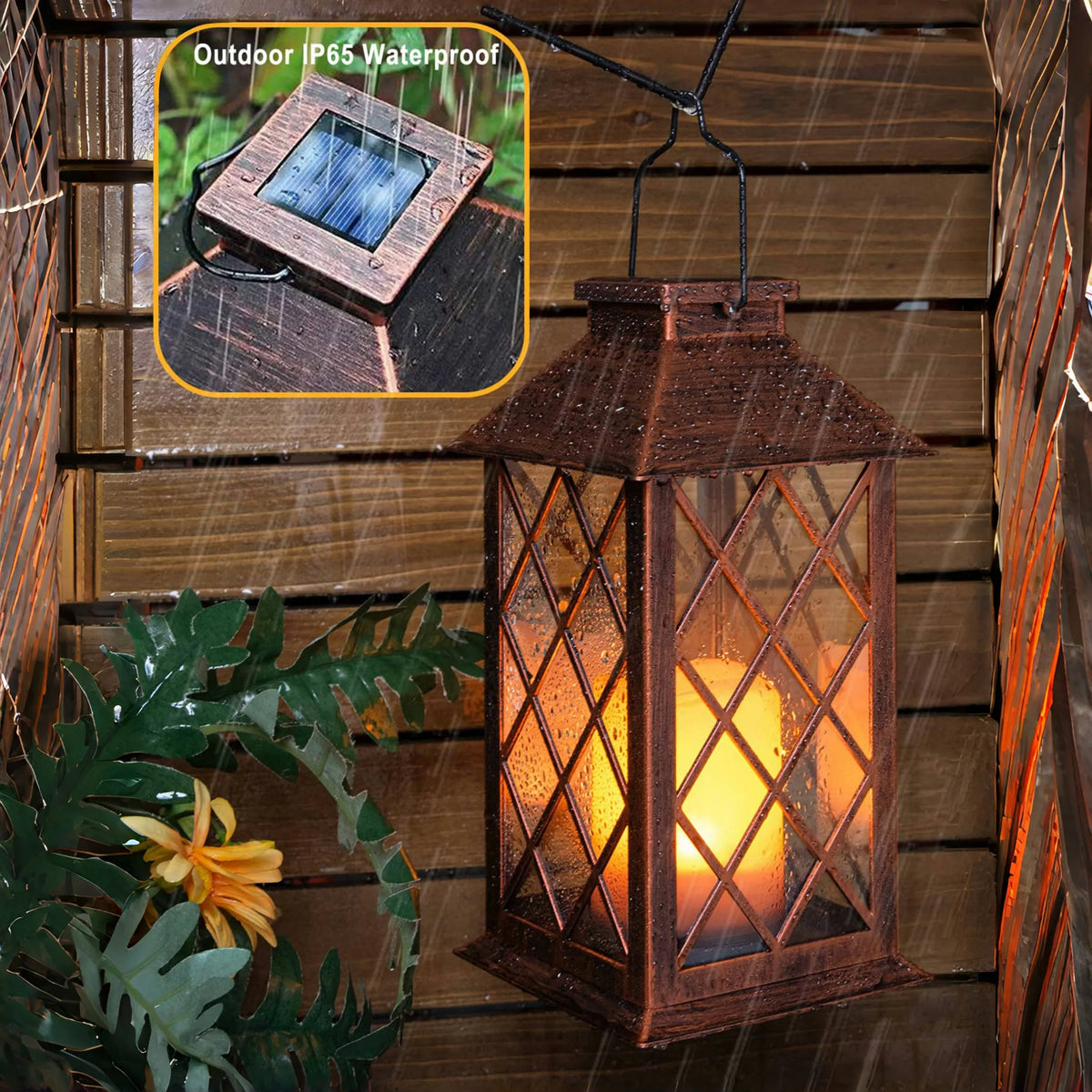 1PC Solar Lantern Outdoor, Waterproof LED Candle Lamp for Garden/Pathway Decor, Warm White Decorative Lighting