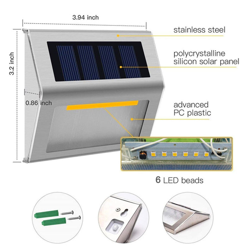 6 Outdoor LED Solar Light: Waterproof Garden Fence Wall Lamps