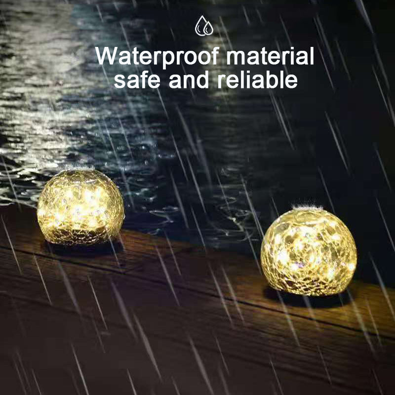Solar Garden Lights: Solar Crack Glass Ball Lamp - 10cm Waterproof Garden Light
