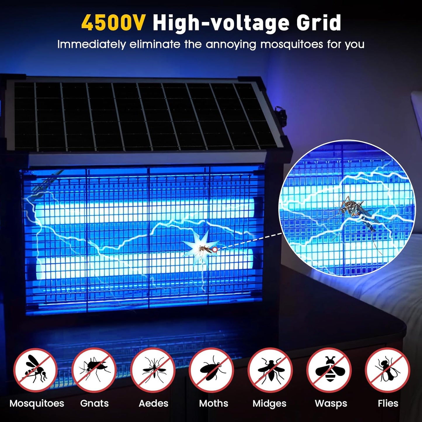 Solar Bug Zapper 16/20/40W - Outdoor Mosquito Trap Waterproof