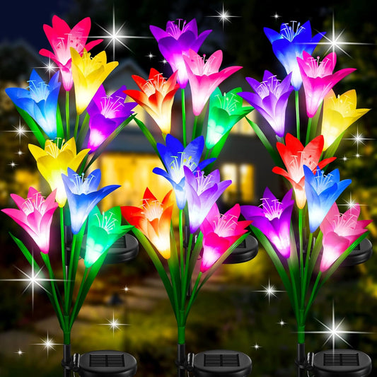 Solar Lily Lights: 7-Color Waterproof Garden Pathway Decor