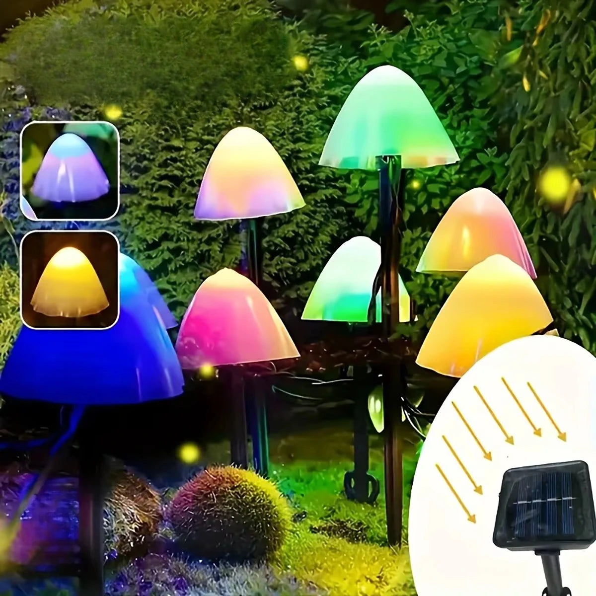 Mushroom Solar Lights Solar Powered Walkway Outdoor Waterproof Street Light Yard Stake Landscape String Led Pathway Patio Ground