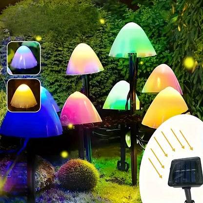 Mushroom Solar Lights Solar Powered Walkway Outdoor Waterproof Street Light Yard Stake Landscape String Led Pathway Patio Ground