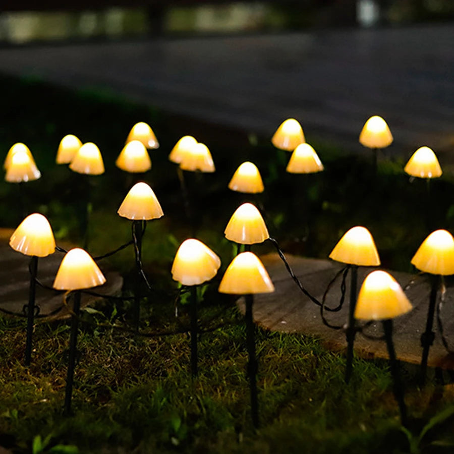 Mushroom Solar Lights Solar Powered Walkway Outdoor Waterproof Street Light Yard Stake Landscape String Led Pathway Patio Ground