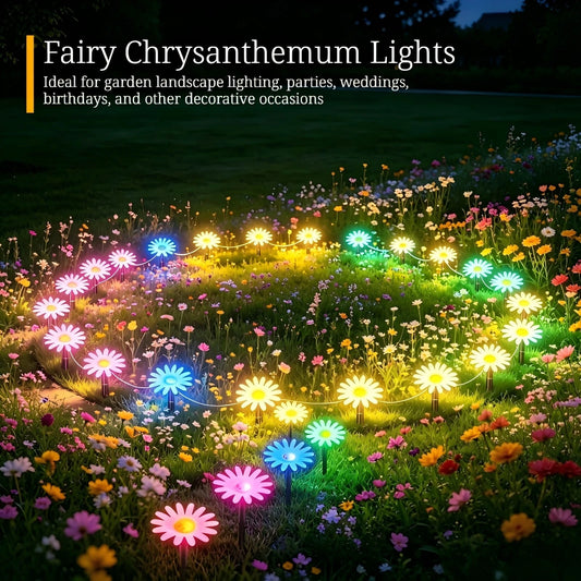 Natural Fresh Solar Daisy Garden Stake Lights, Warm Glow Flower LED Lights for Yard Path Spring Summer Outdoor Decoration