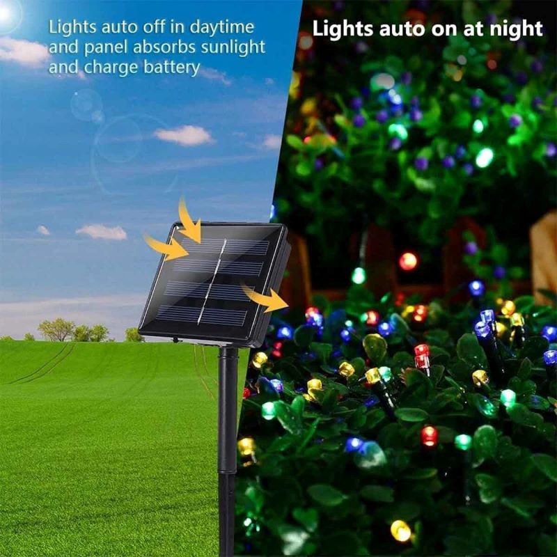 String Lights: Solar Outdoor Light IP65 Waterproof Strip - 8 Modes