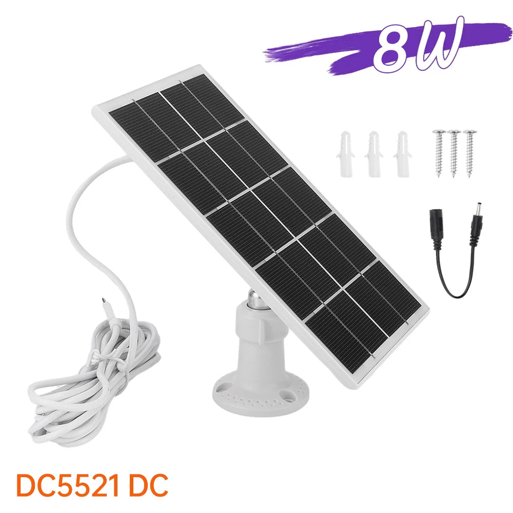 8W Solar Panel Charger for Security Cameras & Home Lights