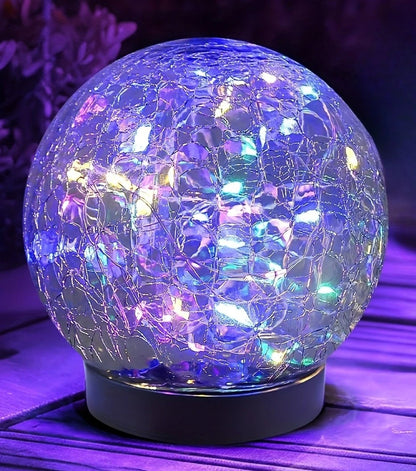 Outdoor Solar Light: Solar Cracked Glass Globes - Waterproof Patio Ball Lights