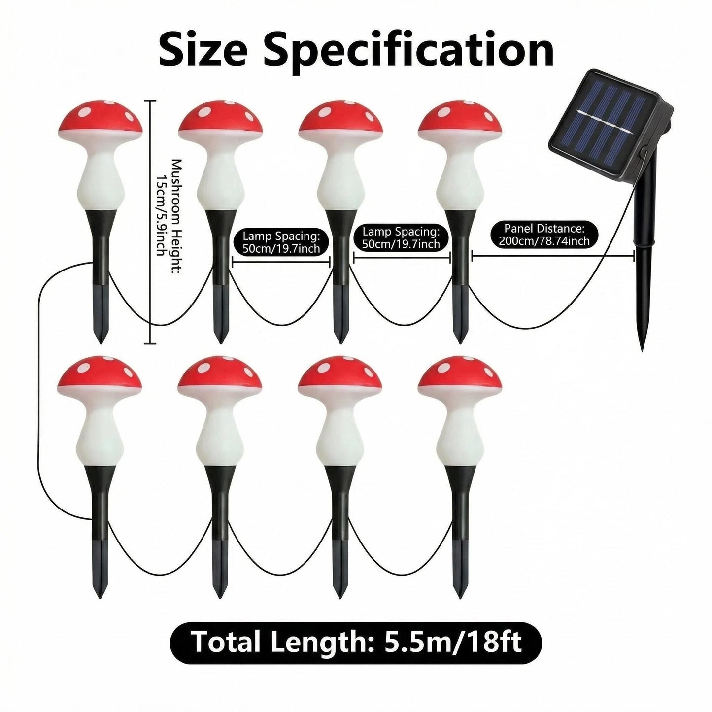 Solar Lawn Lights: Mushroom Lamp Post - 8-Head Garden Decoration