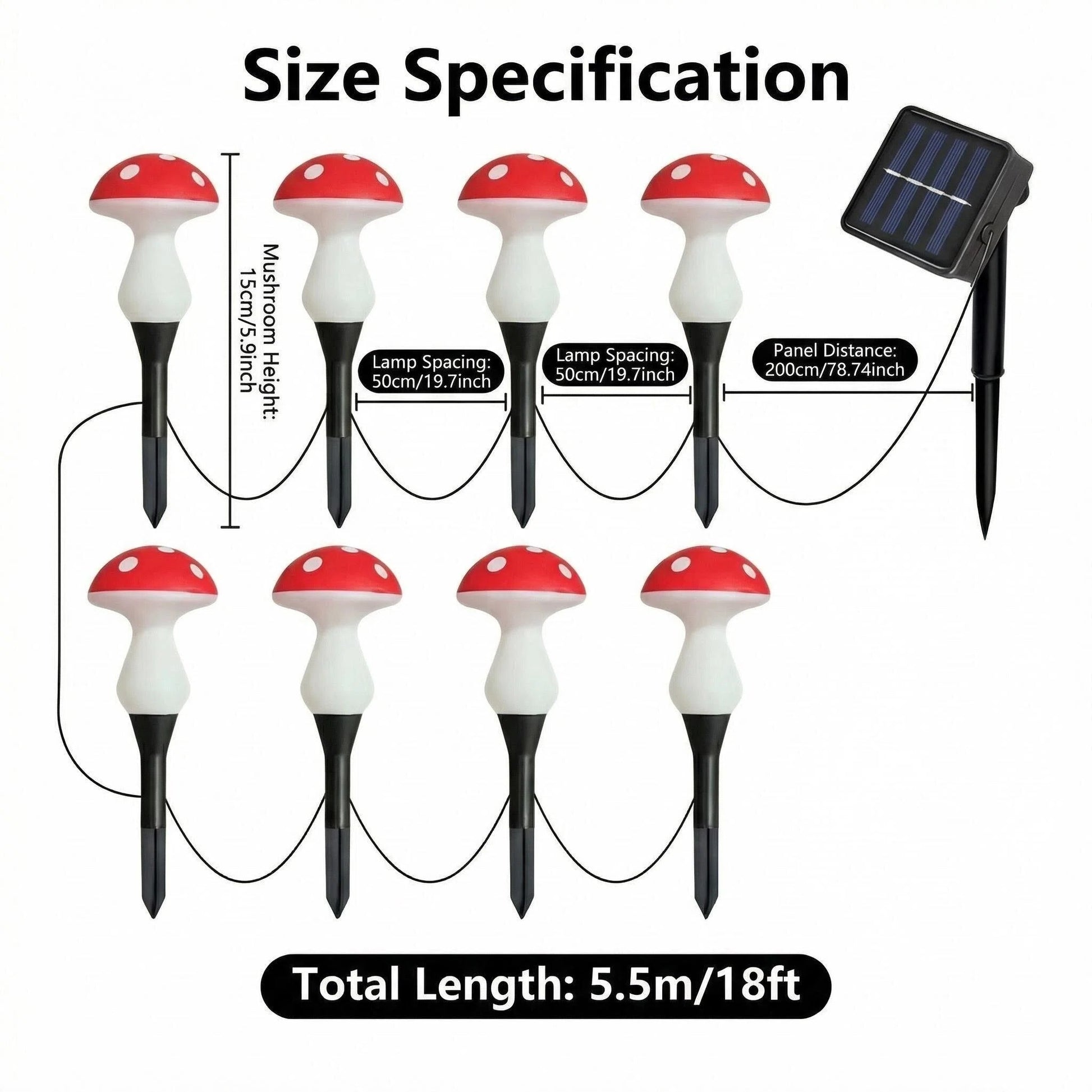 Solar Lawn Lights: Mushroom Lamp Post - 8-Head Garden Decoration
