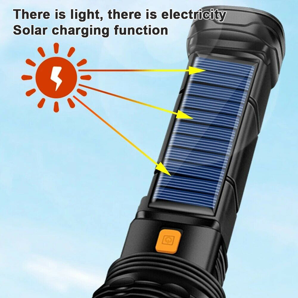 Flashlight: Solar LED Flashlight Power Bank - Strong Light & Portable