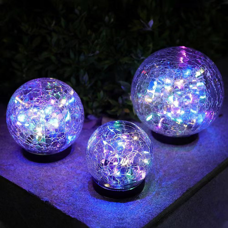 Solar Garden Lights: Solar Crack Glass Ball Lamp - 10cm Waterproof Garden Light