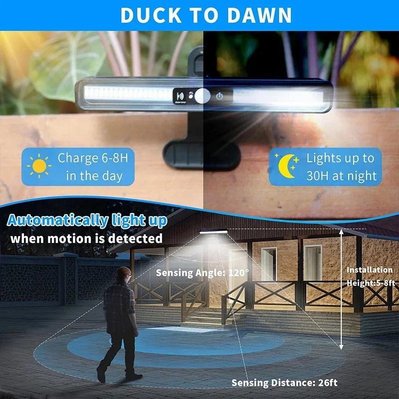 Solar Light for Outdoor, 2 Pack Clip-on With Motion Detector, 3 Modes Outdoor, IP65 Waterproof Garden Fence Gutter Pathway