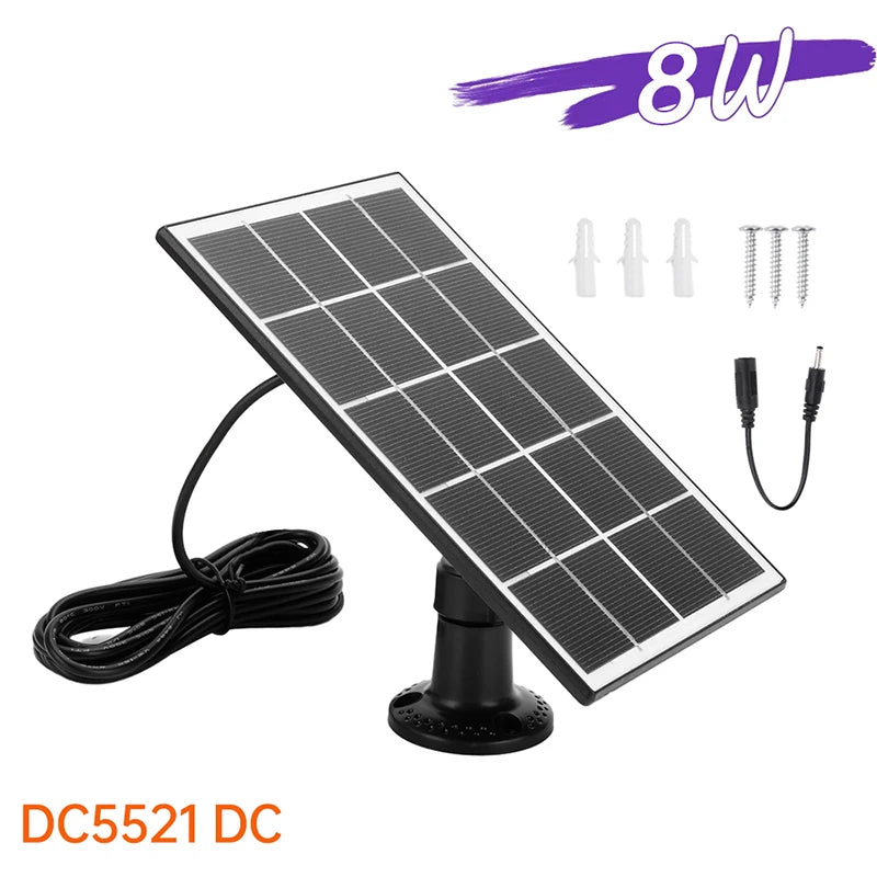 8W Solar Panel Charger for Security Cameras & Home Lights