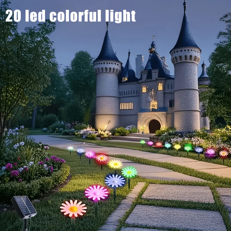 Natural Fresh Solar Daisy Garden Stake Lights, Warm Glow Flower LED Lights for Yard Path Spring Summer Outdoor Decoration