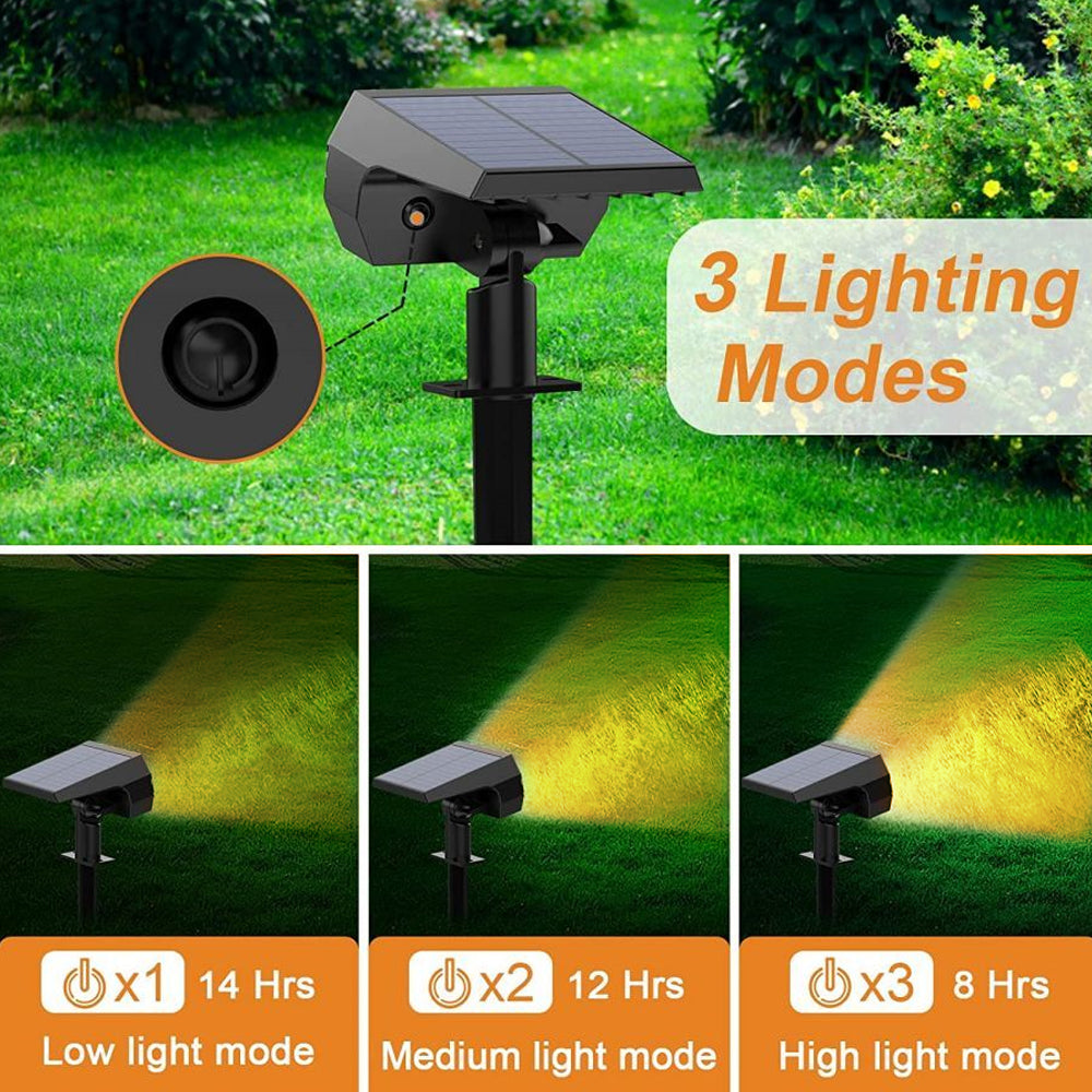 LED Solar Spot Lights Outdoor - 52 LED, 3 Modes, Waterproof