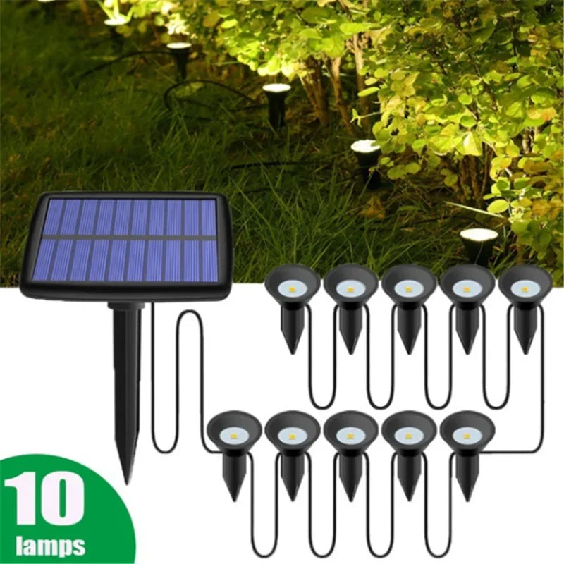 10 in 1 Solar Lights RGB Changing Lawn Ground Lamp IP65 Waterproof Outdoor Landscape Spotlights Garden Decoration Outdoor Lights