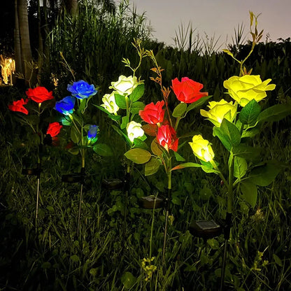 Rose Solar LED Lawn Lights - 5 Heads for Garden & Patio