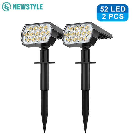 LED Solar Spot Lights Outdoor - 52 LED, 3 Modes, Waterproof
