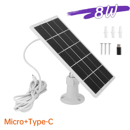 8W Solar Panel Charger for Security Cameras & Home Lights