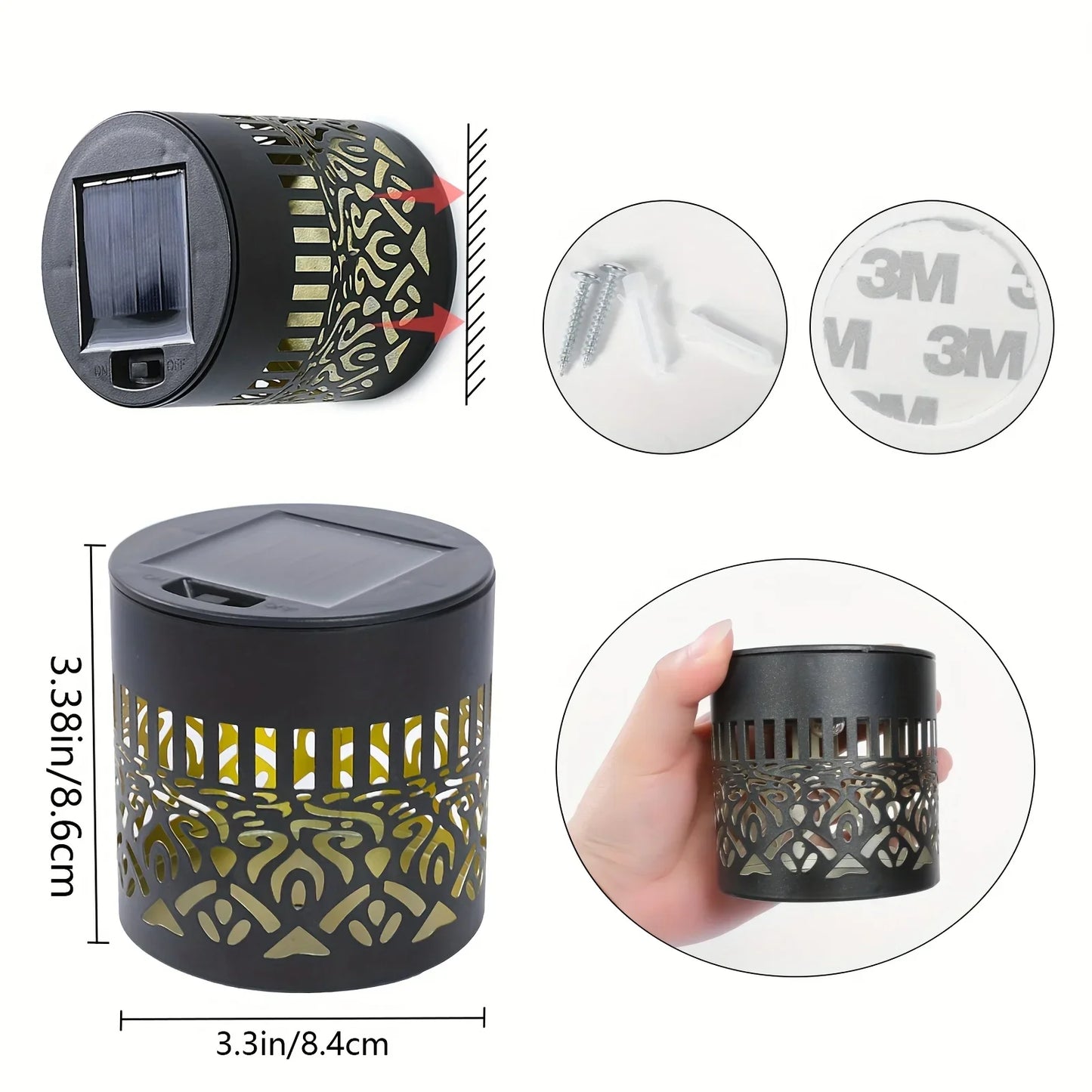 2pcs Solar Lamp Iron Art  IP65 Solar Wall Lights Wall Theme Fence Lights Garden Backyard Decoration Outdoor Front Door Lantern