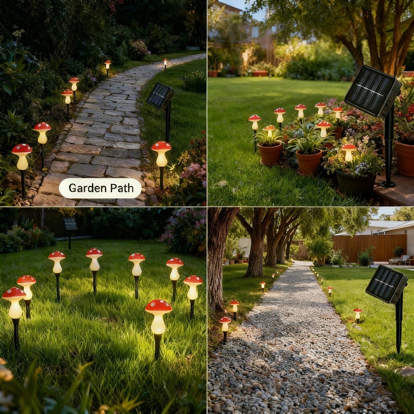 Solar Lawn Lights: Mushroom Lamp Post - 8-Head Garden Decoration