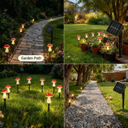 Solar Lawn Lights: Mushroom Lamp Post - 8-Head Garden Decoration