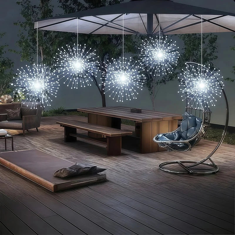 4pcs Solar Hanging Firework Lights for Eaves Solar Powered with Light Sensor Control Outdoor Garden Yard Decorative Lights