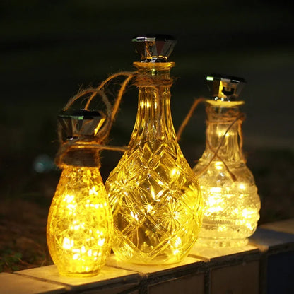 Wine Bottle Light Wine Bottle Lamp Diamond Shape Solar Night Light Starry for Wedding Party Decor Fairy Copper Wire String Light