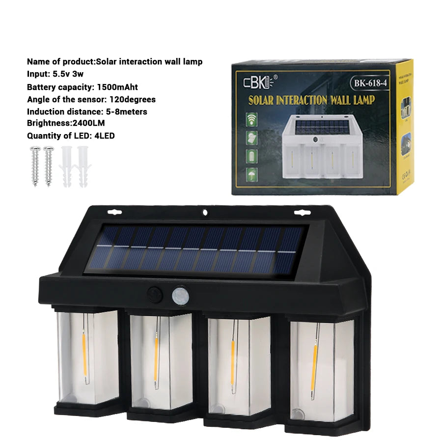 Solar Wall Lights Outdoor: LED Solar Motion Sensor Wall Light - Waterproof Outdoor Lantern