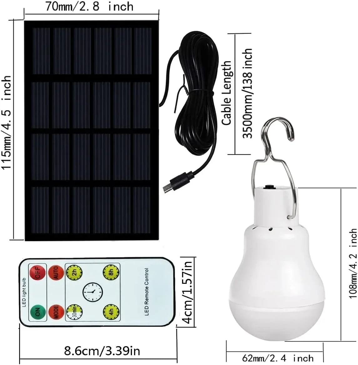 Solar Bulb Light: LED Waterproof Outdoor USB Emergency Light