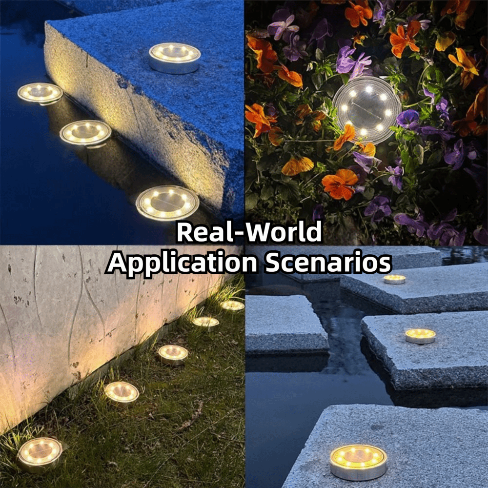 8 Outdoor LED Solar Light - IP68 Waterproof Garden Pathway