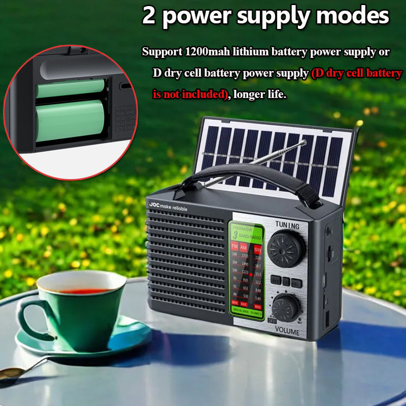 Portable Solar Radio FM AM SW Bluetooth Music Player