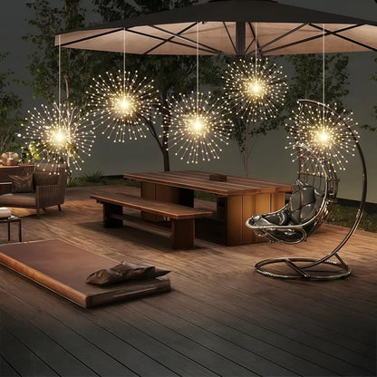 4pcs Solar Hanging Firework Lights for Eaves Solar Powered with Light Sensor Control Outdoor Garden Yard Decorative Lights
