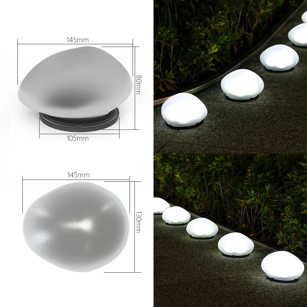 Cobblestone Shaped Solar Lamp Frosted Glass Ground Light Outdoor Energy Saving Waterproof Lantern Landscape Decorative Light