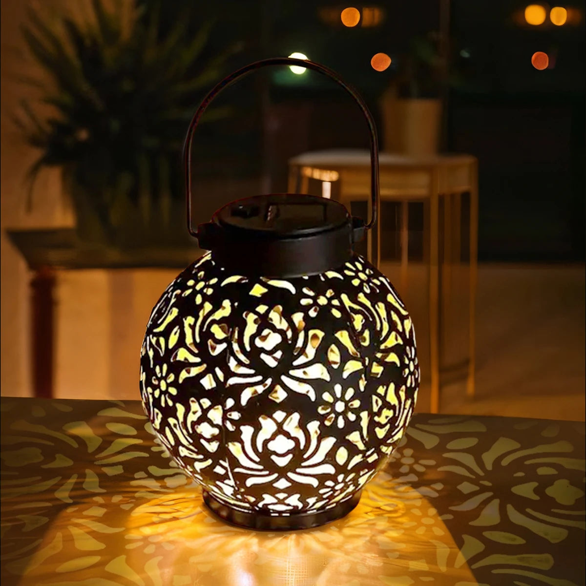 Iron Solar Lantern: Weatherproof Garden Pathway Light