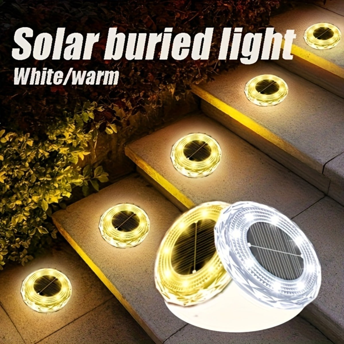 Outdoor Solar Lights - Bright Outdoor Pathway Disks