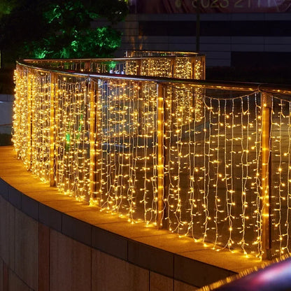 3M 8 Mode LED Solar Energy Curtain String Lights Holiday Garland Lamp Home Garden Christmas Party Atmosphere Decoration