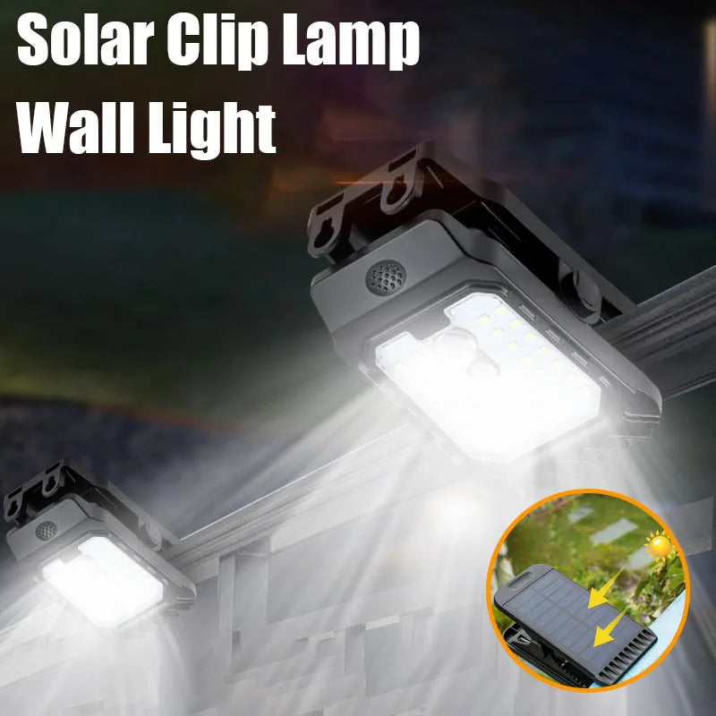New Upgraded Solar Clip Light Outdoor Courtyard Lamp Camping Garden 3 Lighting  Intelligent Sensing Solar Wall Lamp