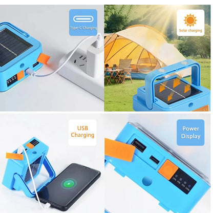 Portable Solar LED Light USB Rechargeable Outdoor Spotlight