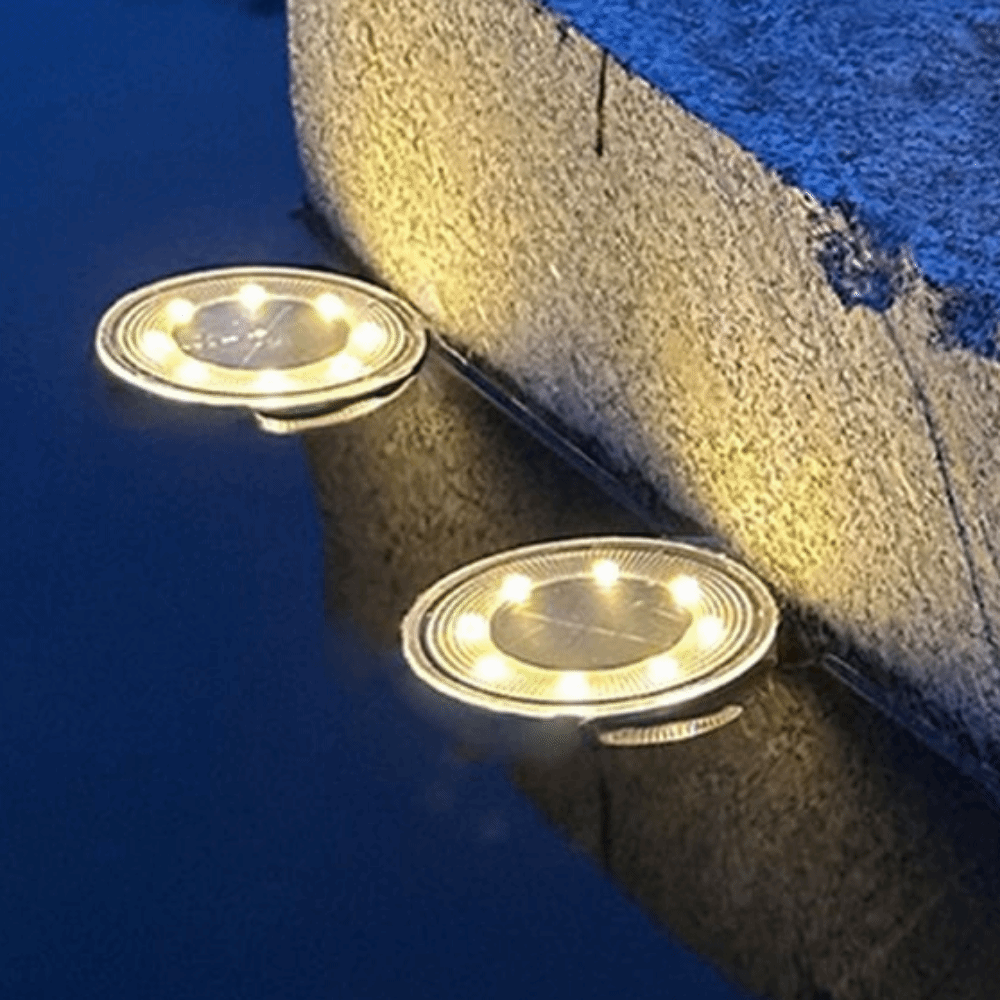 8 Outdoor LED Solar Light - IP68 Waterproof Garden Pathway