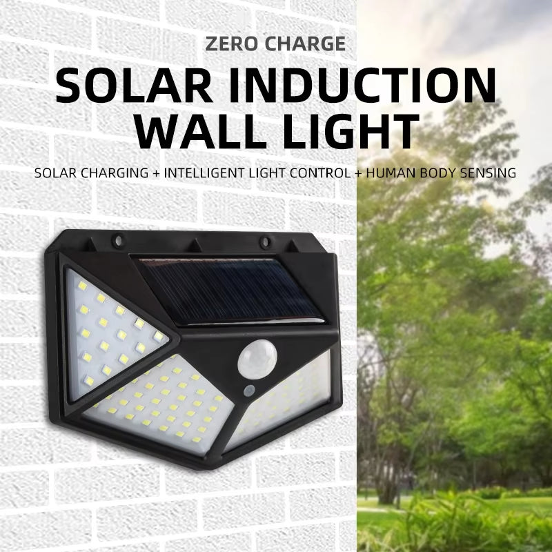 Wall Lamp: 100 LED Solar Lights - Motion Sensor, IP65 Waterproof, 270° Angle