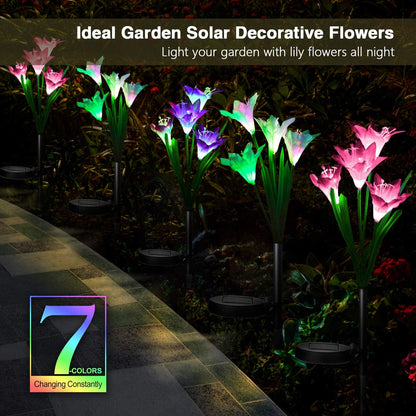 Solar Lily Lights: 7-Color Waterproof Garden Pathway Decor