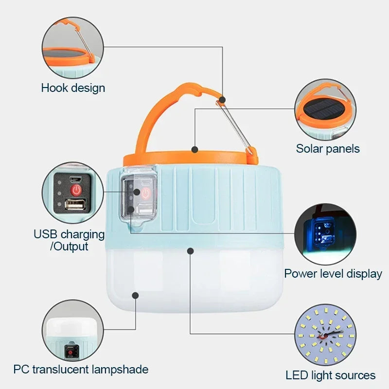 Solar Lanterns Lamp: Waterproof, USB Rechargeable Lantern