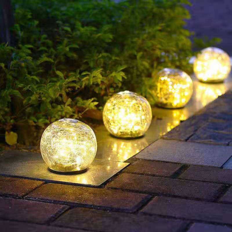 Solar Garden Lights: Solar Crack Glass Ball Lamp - 10cm Waterproof Garden Light