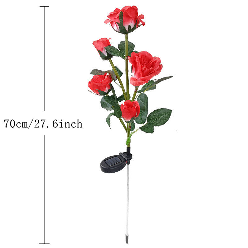 Rose Solar LED Lawn Lights - 5 Heads for Garden & Patio