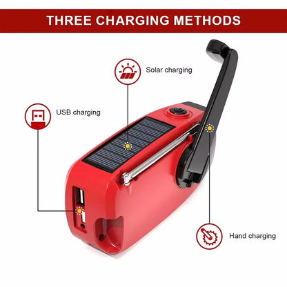 Solar Crank Radio: AM/FM, LED Light, Emergency Ready