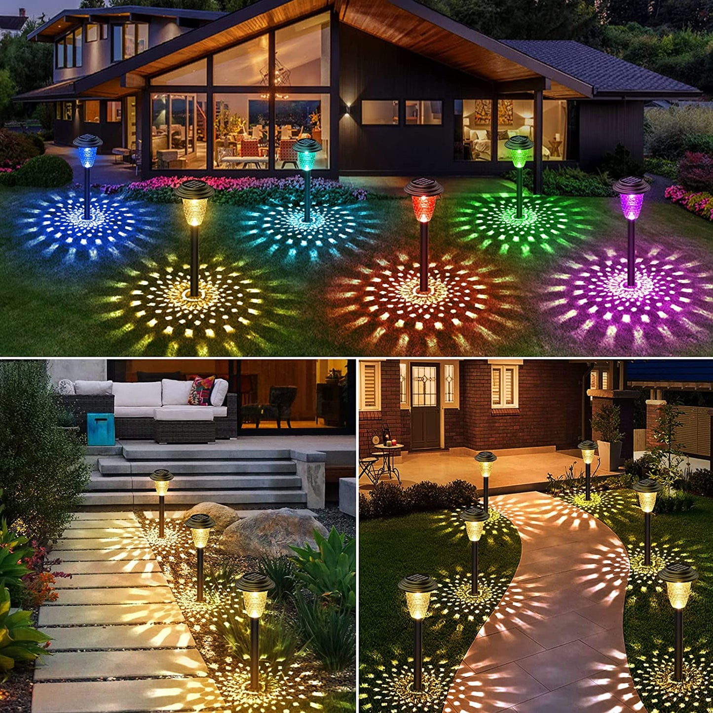 Solar Pathway Lights - RGB/Warm White, IP67 Waterproof